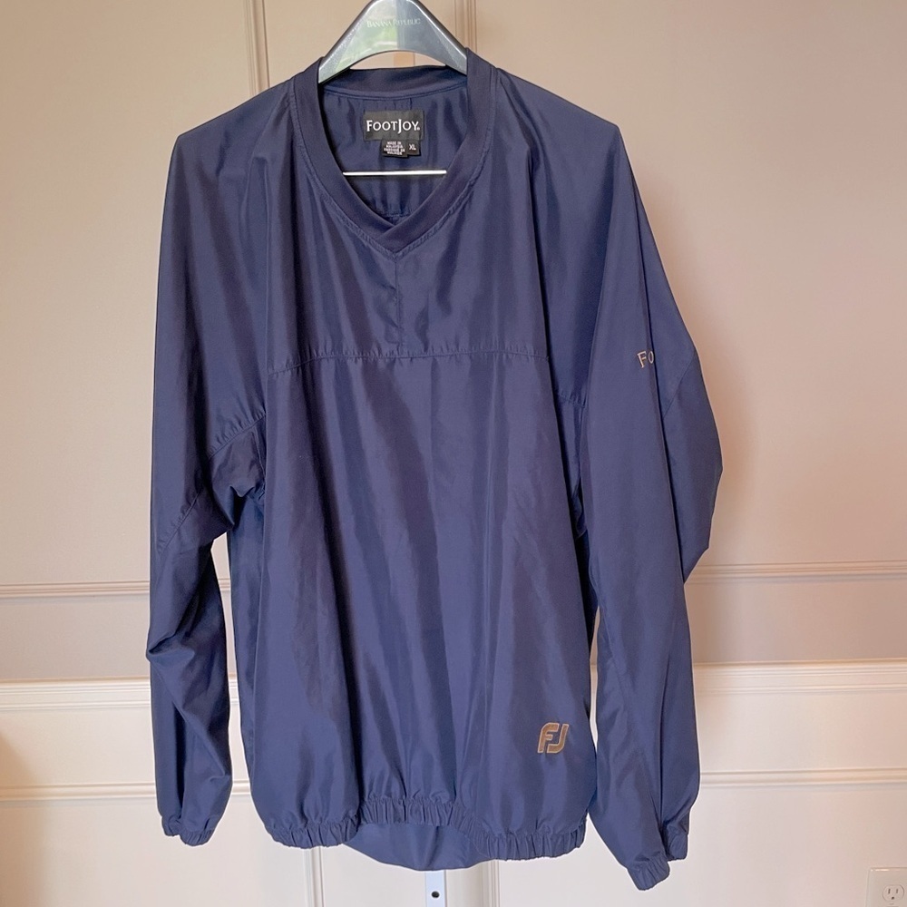 FootJoy FJ Men's Jacket XL Navy golf v neck varsity pullover windbreaker